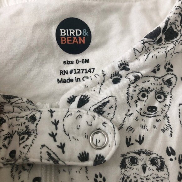 Bird & Bean Woodland Animal Print Modal Sleep Sack Size 0-6M - Picture 3 of 5